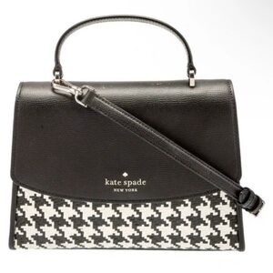 Kate Spade Darcy woven houndstooth top handle satchel crossbody NWT